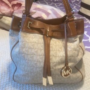 Michael Kors Canvas brown leather shoulder bag
